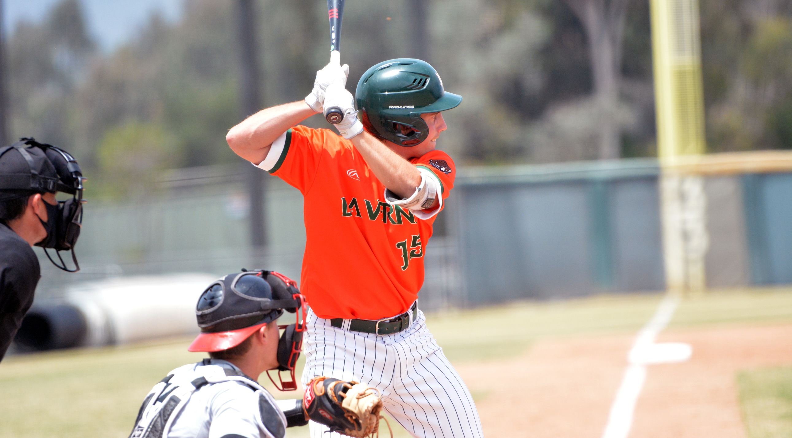 Chase Siffert waits on a pitch in the Leopards' season opener.