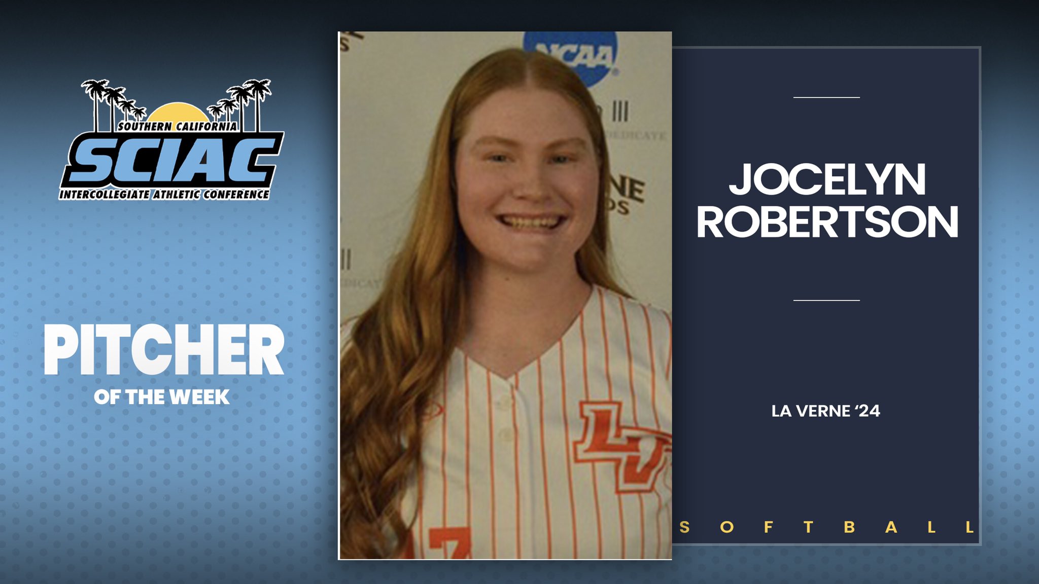 Jocelyn Robertson Named SCIAC Pitcher Of The Week